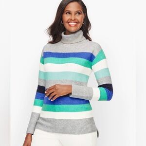 $109 Talbots Woman’s Turtleneck Multi-Striped Sweater Tunic 2X NWT